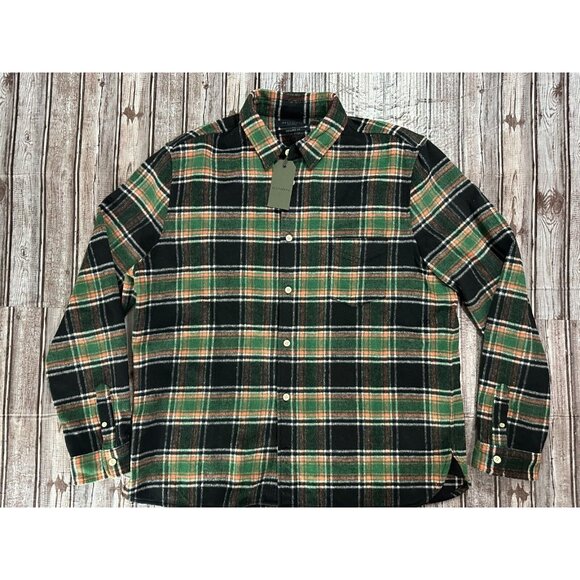 AllSaints Patchi Flannel Plaid shirt color green black size 2XL NWT $ 249 - Picture 2 of 6